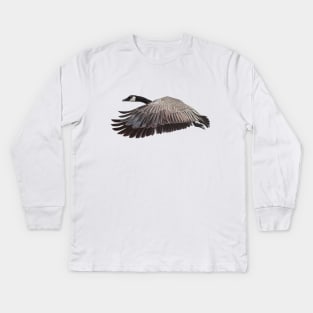 Canada Goose in flight Kids Long Sleeve T-Shirt